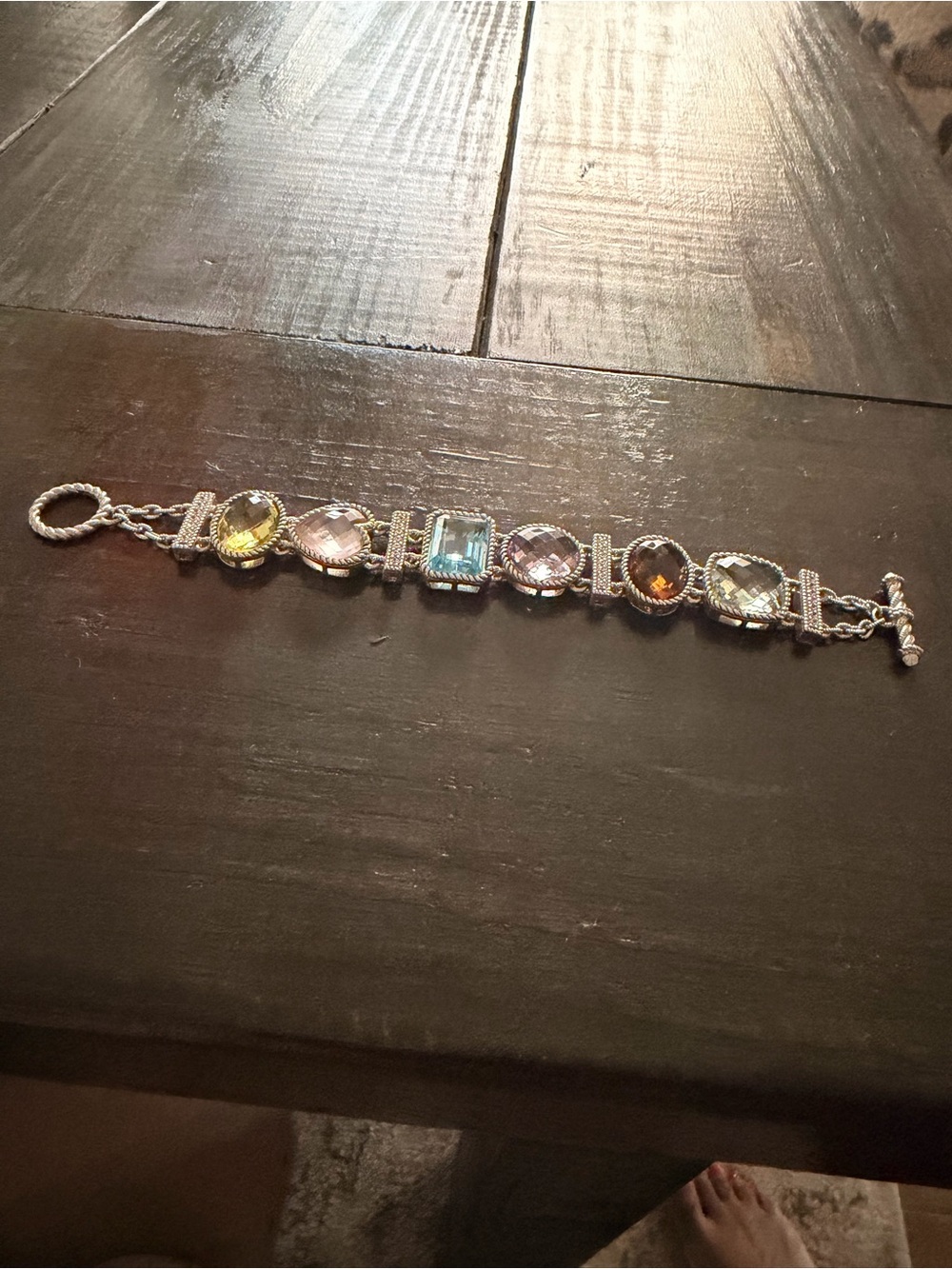 Judith Ripka Multi-Gemstone Bracelet in Yellow, Pink, Blue, Brown and Green - Picture 2 of 9
